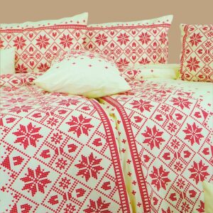 Bavlnené obliečky Etno krémovo bordové